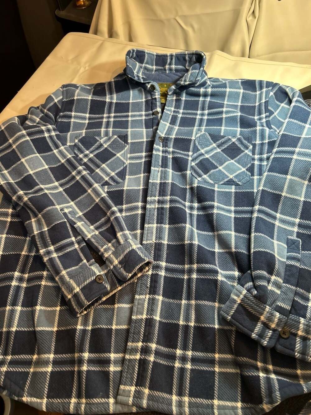 Anchorage Expedition Brand Blue Plaid Sherpa Lined Fleece Shirt Jacket XXL